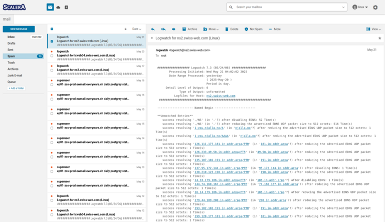 Scalera Webmail Oberfläche